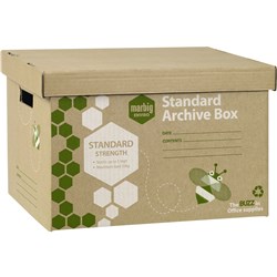 MARBIG ENVIRO STANDARD ARCHIVE BOXES 315W X 420D X 260MMH BROWN PACK OF 5