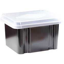 ITALPLAST 32 LITRE PLASTIC SUSPENSION FILE & STORAGE BOX TINT BLUE BASE CLEAR LID
