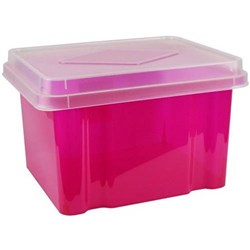 ITALPLAST 32 LITRE PLASTIC SUSPENSION FILE & STORAGE BOX TINT PURPLE BASE CLEAR LID