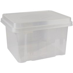 ITALPLAST 32 LITRE PLASTIC SUSPENSION FILE & STORAGE BOX CLEAR BASE CLEAR LID