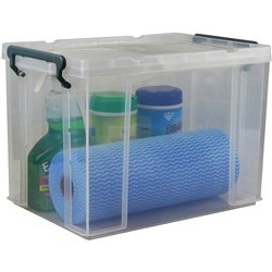 ITALPLAST 20 LITRE STACKA PLASTIC STORAGE BOX WITH SECURE LID CLEAR