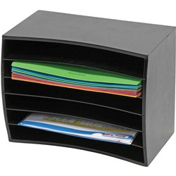 MARBIG DESKTOP ORGANISER 6 TIER WOODEN 390L X 230D X 300MMH BLACK