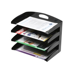 MARBIG DESKTOP ORGANISER 4 TIER METAL 385L X 235D X 325MMH BLACK
