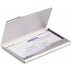 DURABLE BUSINESS CARD BOX ALUMINIUM 20 CARD CAPACITY