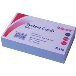 ESSELTE RULED SYSTEM CARDS 127 X 76MM BLUE PACK OF 100