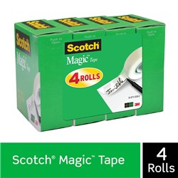 SCOTCH 810-4 MAGIC TAPE 19MMX25.4M MULTIPACK PACK OF 4
