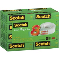SCOTCH 810-8 MAGIC TAPE 19MMX25.4M MULTIPACK PACK OF 8