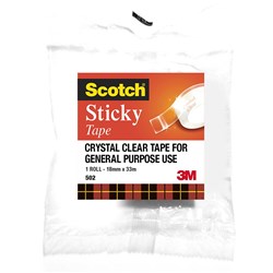 SCOTCH 502 STICKY TAPE CRYSTAL CLEAR 18MMX66M