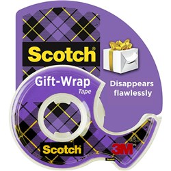 SCOTCH GIFT-WRAP TAPE 19MMX16.5M CLEAR & DISPENSER