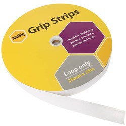 MARBIG GRIP STRIP FASTENER LOOP ONLY 25MM X 25M ROLL WHITE