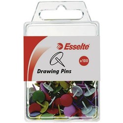 ESSELTE DRAWING PINS ASSORTED COLOURS PACK OF 100