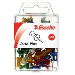 ESSELTE PUSH PINS ASSORTED COLOURS PACK OF 50