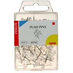 ESSELTE PUSH PINS CLEAR PACK OF 50