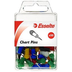 ESSELTE CHART PINS ASSORTED COLOURS PACK OF 50
