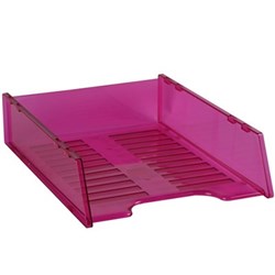 ITALPLAST DOCUMENT TRAY MULTIFIT TRANSLUCENT TINTED PINK