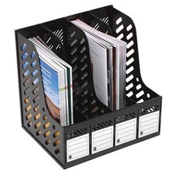 MARBIG MAGAZINE RACK 4 COMPARTMENTS BLACK