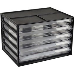 ITALPLAST A4 DOCUMENT CABINET 5 DRAWER BLACK & CLEAR