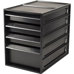 ITALPLAST 4 DRAWER OFFICE ORGANISER CABINET 255L X 165W X 230MMH RECYCLED BLACK