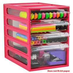 ITALPLAST 4 DRAWER OFFICE ORGANISER CABINET WATERMELON