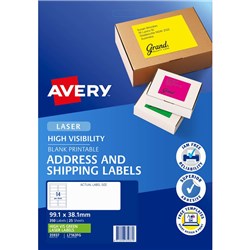 AVERY HIGH VISIBILITY SHIPPING LASER FLUORO GREEN L7163FG 99.1X38.1MM 14UP 350 LABELS