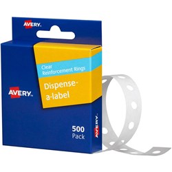 AVERY PERMANENT REINFORCEMENT RING LABELS 13MM ROUND CLEAR BOX OF 500