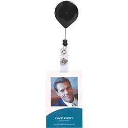 REXEL ID CARD HOLDER RETRACTABLE WITH LOCKABLE STRAP 94CM BLACK