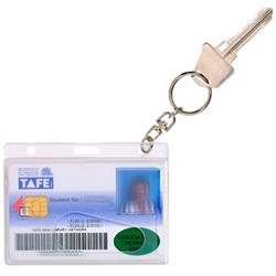 REXEL RIGID ID CARD HOLDERS FUEL CARD WITH KEY RING CLEAR PACK OF 10