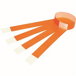 REXEL WRIST BANDS WITH SERIAL NUMBER FLUORO ORANGE PACK OF 100