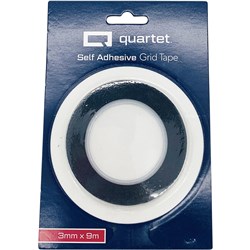 QUARTET GEOTAPE WHITEBOARD GRID TAPE 3.0MM X 9M BLACK CREPE