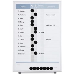 Quartet Planner Board Matrix In / Out 410 x 280mm Portrait Aluminium Frame