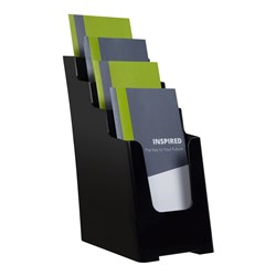 DEFLECTO BROCHURE HOLDER DL SUSTAINABLE OFFICE 4 TIER 60% RECYCLED BLACK