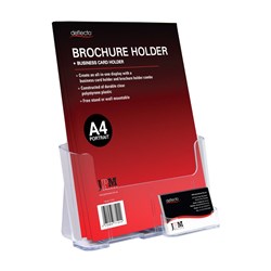 DEFLECTO BROCHURE HOLDER A4 FREE STANDING OR WALL MOUNT WITH BUSINESS CARD HOLDER