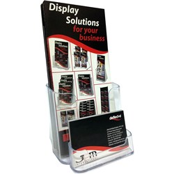 DEFLECTO BROCHURE HOLDER DL FREE STANDING OR WALL MOUNT WITH BUSINESS CARD HOLDER
