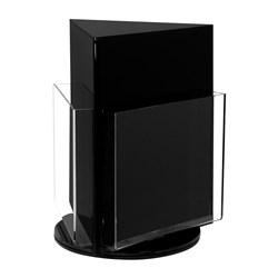 DEFLECTO BROCHURE HOLDER A4 COUNTER TOP ROTATING BLACK