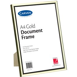 CARVEN CERTIFICATE FRAME A4 WALL MOUNTABLE GOLD