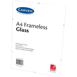 CARVEN DOCUMENT FRAME A4 WALL MOUNTABLE GLASS FRAMELESS