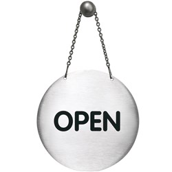 DURABLE SIGN REVERSIBLE OPEN/CLOSED WITH CHAIN 130MM SILVER