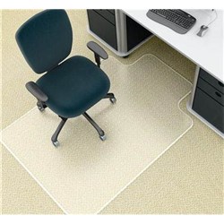 MARBIG DELUXE CHAIR MAT NOTCHED BASED FOR MEDIUM PILE CARPET 114 X 134CM CLEAR