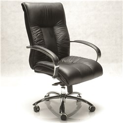 SYLEX BIG BOY EXECUTIVE CHAIR MEDIUM BACK WITH ARMS BLACK LEATHER