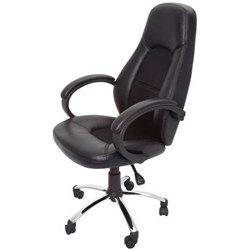 RAPIDLINE CL410 EXECUTIVE HIGH BACK CHAIR WITH FABRIC INLAY BLACK PU