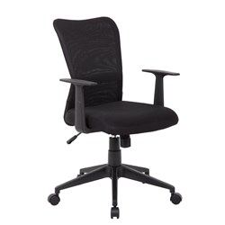 ASHLEY TASK CHAIR MESH BACK WITH ARMS AND TILT MECHANISM BLACK FABRIC SEAT