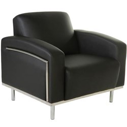 SIENNA LOUNGE SINGLE SEATER 595W X 530D X 795MMH CHROME FRAME BLACK PU UPHOLSTERY