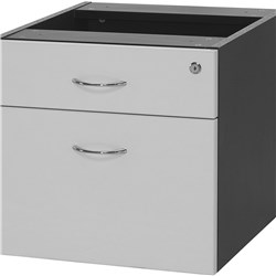 LOGAN FIXED PEDESTAL 1 DRAWER 1 FILE 476W X 470D X 450MMH WHITE AND IRONSTONE