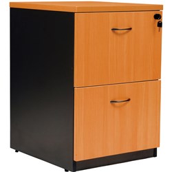 LOGAN FILING CABINET 2 DRAWER 476W X 550D X 715MMH BEECH AND IRONSTONE