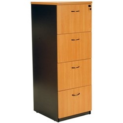 LOGAN FILING CABINET 4 DRAWER 476W X 550D X 1339MMH BEECH AND IRONSTONE