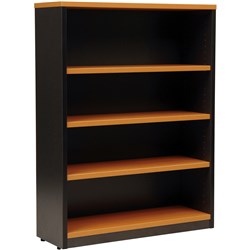 LOGAN BOOKCASE 3 SHELVES 900W X 315D X 1200MMH BEECH AND IRONSTONE