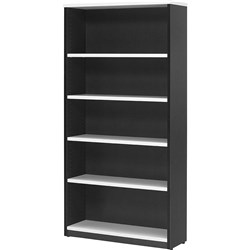 LOGAN BOOKCASE 4 SHELVES 900W X 315D X 1800MMH WHITE AND IRONSTONE