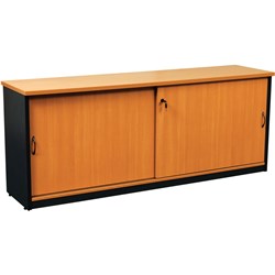 LOGAN CREDENZA SLIDING DOORS 1500W X 450D X 730MMH BEECH AND IRONSTONE