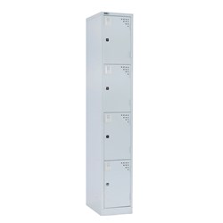 Rapidline Go Locker 4 Door 380W x 455D x 1830mmH Silver Grey