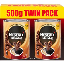 NESCAFE BLEND 43 INSTANT COFFEE 500GM CAN PACK OF 2